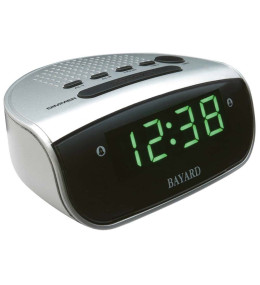 Réveil Bayard affichage cristaux liquide double alarme, gris, SN30.19