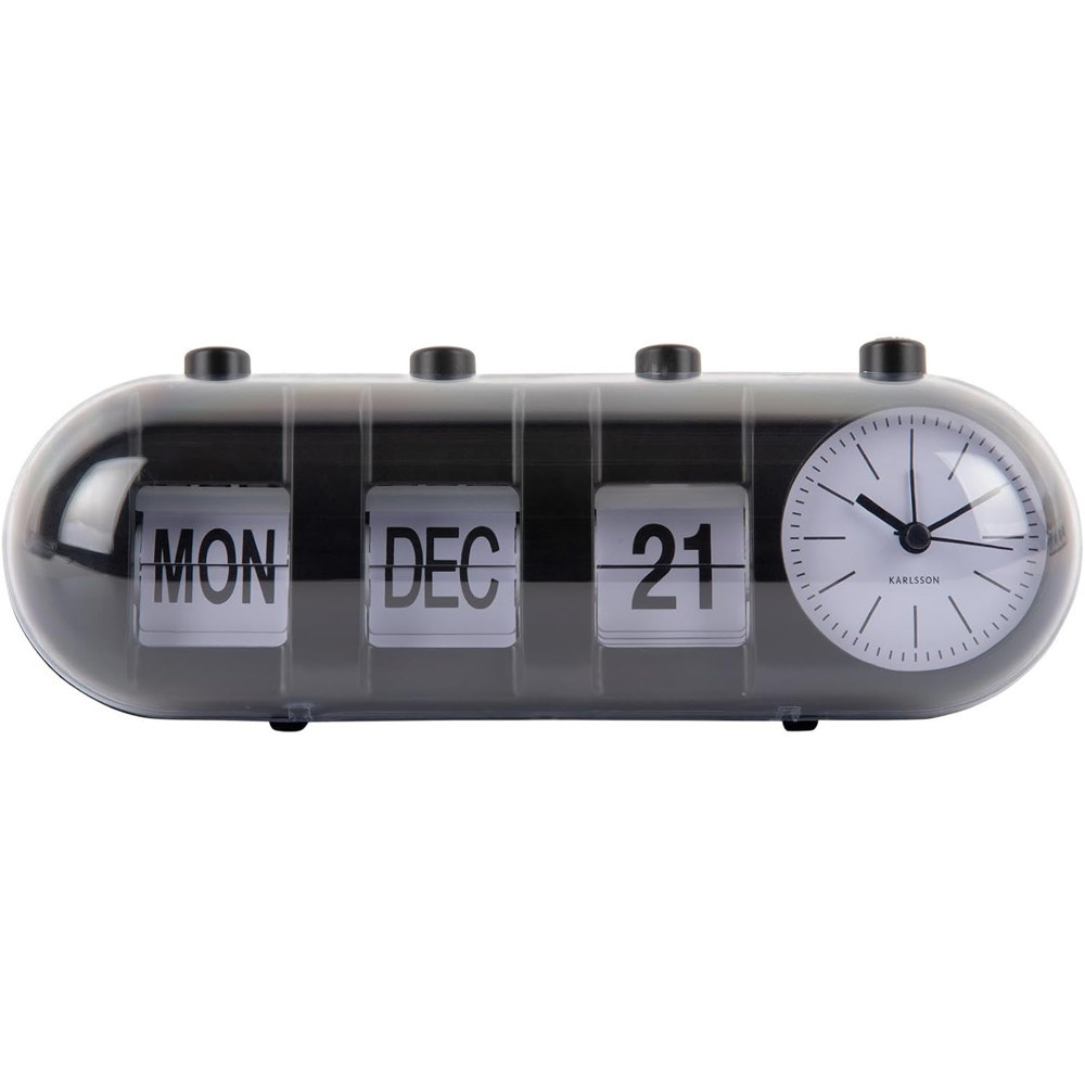 Réveil Karlsson retro tube calendar flip, noir KA6045BK