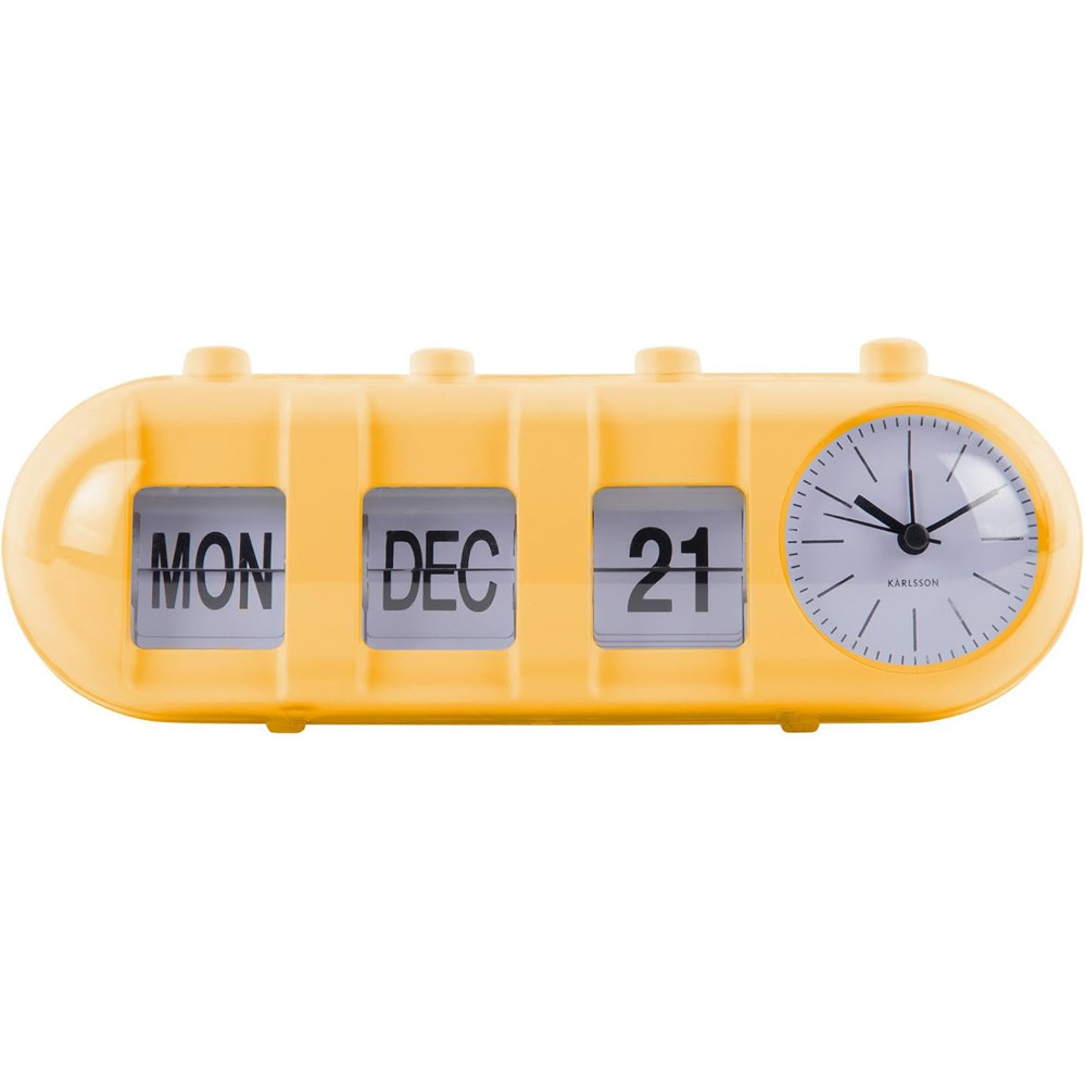 Réveil Karlsson retro tube calendar flip, jaune KA6045BY