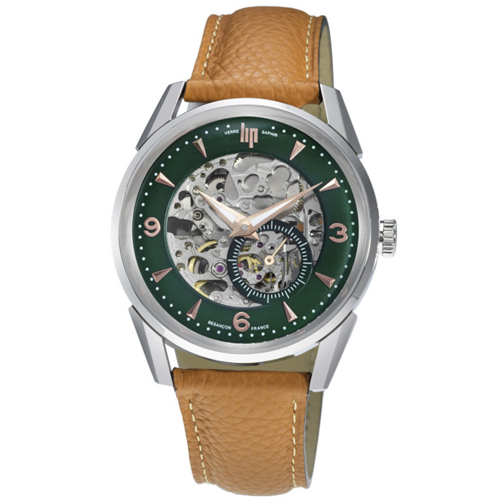 Montre Homme Lip Himalaya, Squelette, 40 mm, automatique squelette, acier et cuir 671731