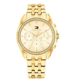 Montre femme Tommy Hilfiger Mellie multifonctions er cristaux en acier PVD jaune 1782803