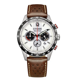 Montre Homme Citizen, chronographe Vintage racing eco-drive en acier et cuir CA4714-04A