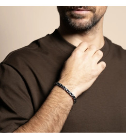 Bracelet Homme Jourdan Lyre - Acier et Onyx Noir JH100037B