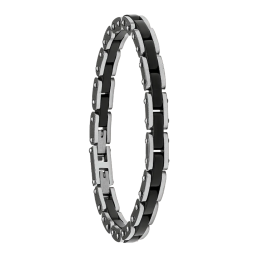 Bracelet Jourdan Bijoux Lyre en Acier et onyx noir JH100037B