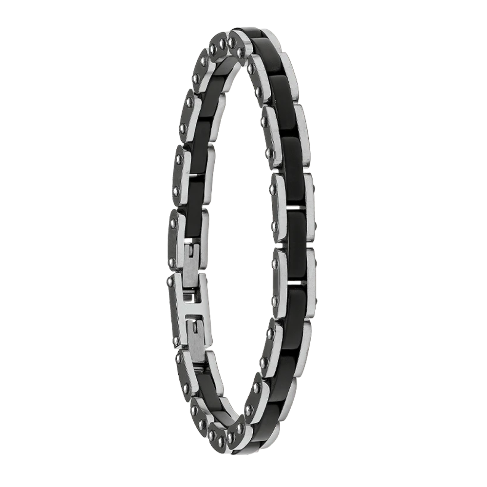 Bracelet Jourdan Bijoux Lyre en Acier et onyx noir JH100037B