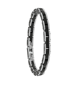 Bracelet Jourdan Bijoux Lyre en Acier et onyx noir JH100037B