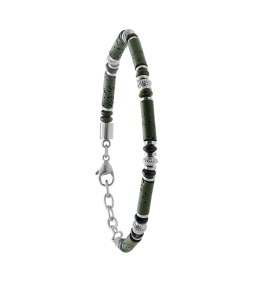Bracelet Jourdan Bijoux Ebène acier avec jaspe, pierre de lave et Ebène JH100042B