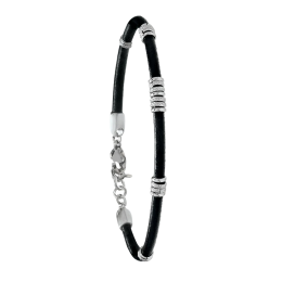 Bracelet Homme Jourdan bijou, ELI, acier et cuir noir JH150212B