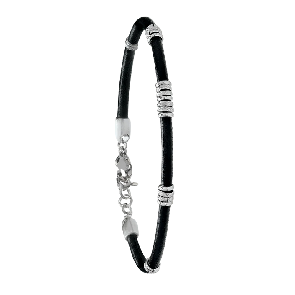 Bracelet Homme Jourdan bijou, ELI, acier et cuir noir JH150212B