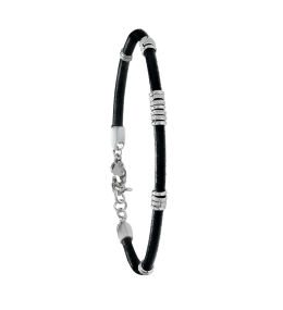 Bracelet Homme Jourdan bijou, ELI, acier et cuir noir JH150212B