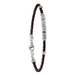 Bracelet Homme Jourdan Eli - Cuir Marron et Acier JH150214B