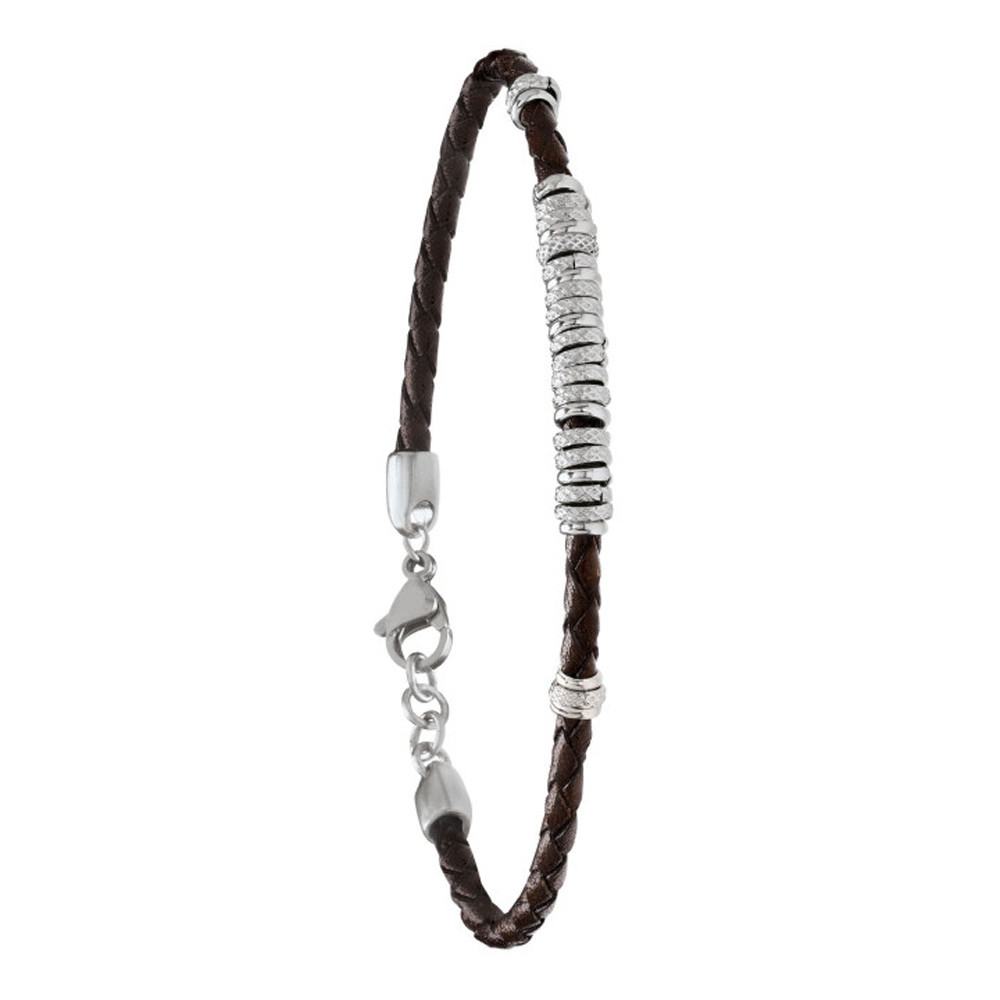 Bracelet Homme Jourdan Eli - Cuir Marron et Acier JH150214B