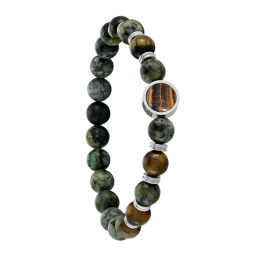 Bracelet Jourdan Bijoux SELWIN acier avec oeil de tigre et turquoise JH250106B