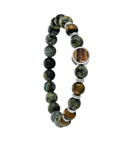 Bracelet Jourdan Bijoux SELWIN acier avec oeil de tigre et turquoise JH250106B