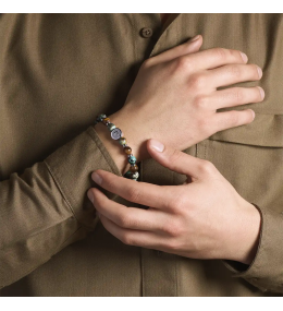 Bracelet Homme Jourdan Selwin - Acier, Œil de Tigre et Turquoise