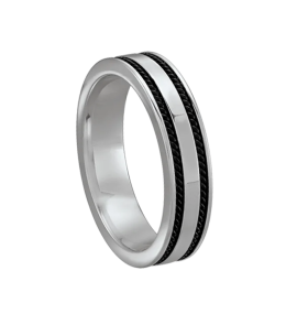 Bague Jourdan bijoux KABEL, acier et cable  noir JH250050R