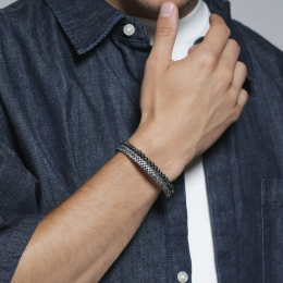 Bracelet Homme Jourdan - Cuir Brun et Œil de Tigre JH340008B
