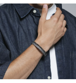 Bracelet Homme Jourdan - Cuir Brun et Œil de Tigre JH340008B