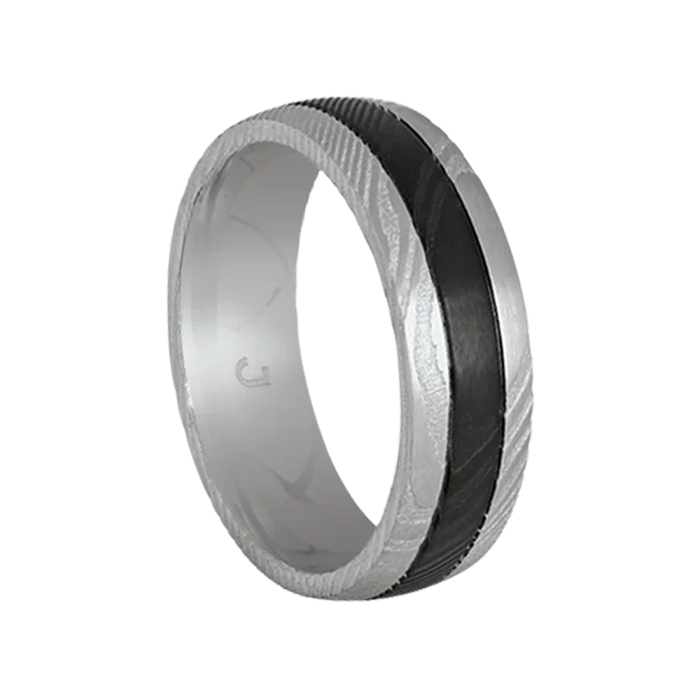Bague Jourdan bijoux Damassée CÉSAR bicolore, acier et acier PVD noir JH340019R