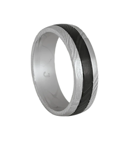 Bague Jourdan bijoux Damassée CÉSAR bicolore, acier et acier PVD noir JH340019R