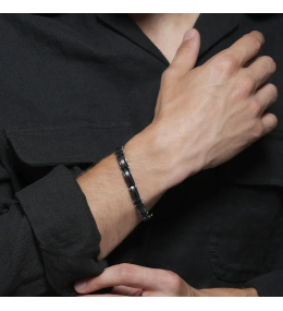 Bracelet Homme Jourdan Salto - Acier PVD Noir et Bleu JH350001B