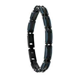 Bracelet Homme Jourdan bijou, SALTO, acier PVD noir et acier PVD bleu JH350001B