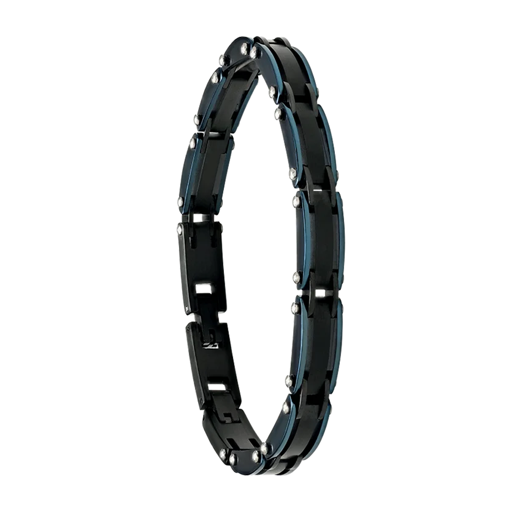 Bracelet Homme Jourdan bijou, SALTO, acier PVD noir et acier PVD bleu JH350001B
