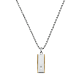 Collier Homme Jourdan bijou, VALENS, acier, acier PVD brin et diamant synthétique JH360008N