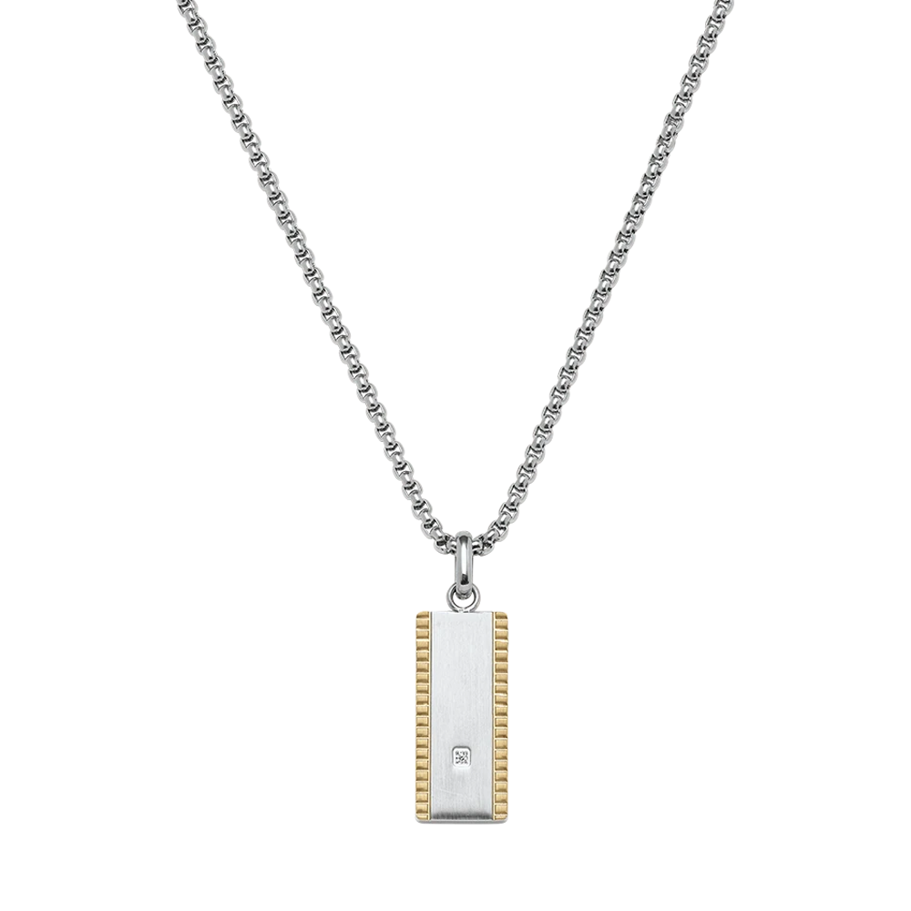Collier Homme Jourdan bijou, VALENS, acier, acier PVD brin et diamant synthétique JH360008N