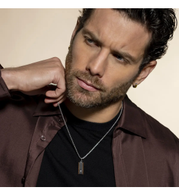 Collier Homme Jourdan Valens - Acier PVD Brun et Diamant JH360008N