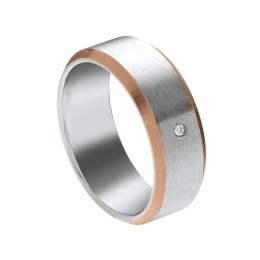 Bague Jourdan bijoux RUBEN, acier et acier PVD brun et diamant de synthèse JH360010R