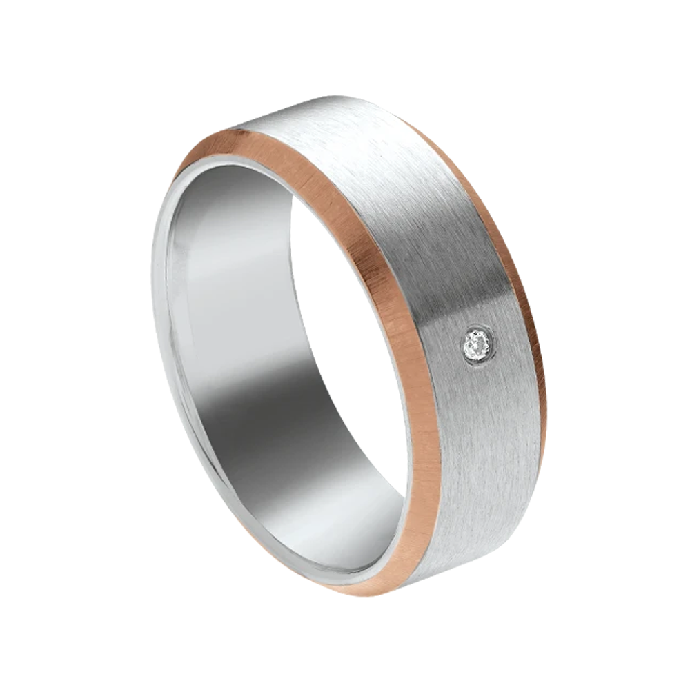 Bague Jourdan bijoux RUBEN, acier et acier PVD brun et diamant de synthèse JH360010R