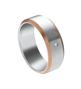 Bague Jourdan bijoux RUBEN, acier et acier PVD brun et diamant de synthèse JH360010R