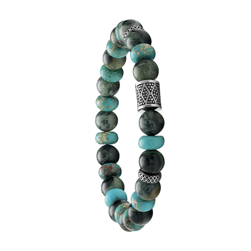 Bracelet Homme Jourdan bijou, AZOR, acier et Jaspe africain JH370001B