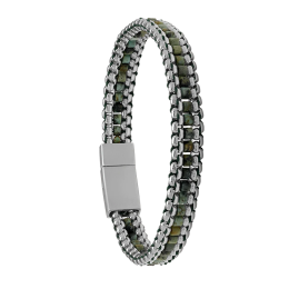Bracelet Homme Jourdan bijou, Loé, acier et Jaspe africain JH370002B