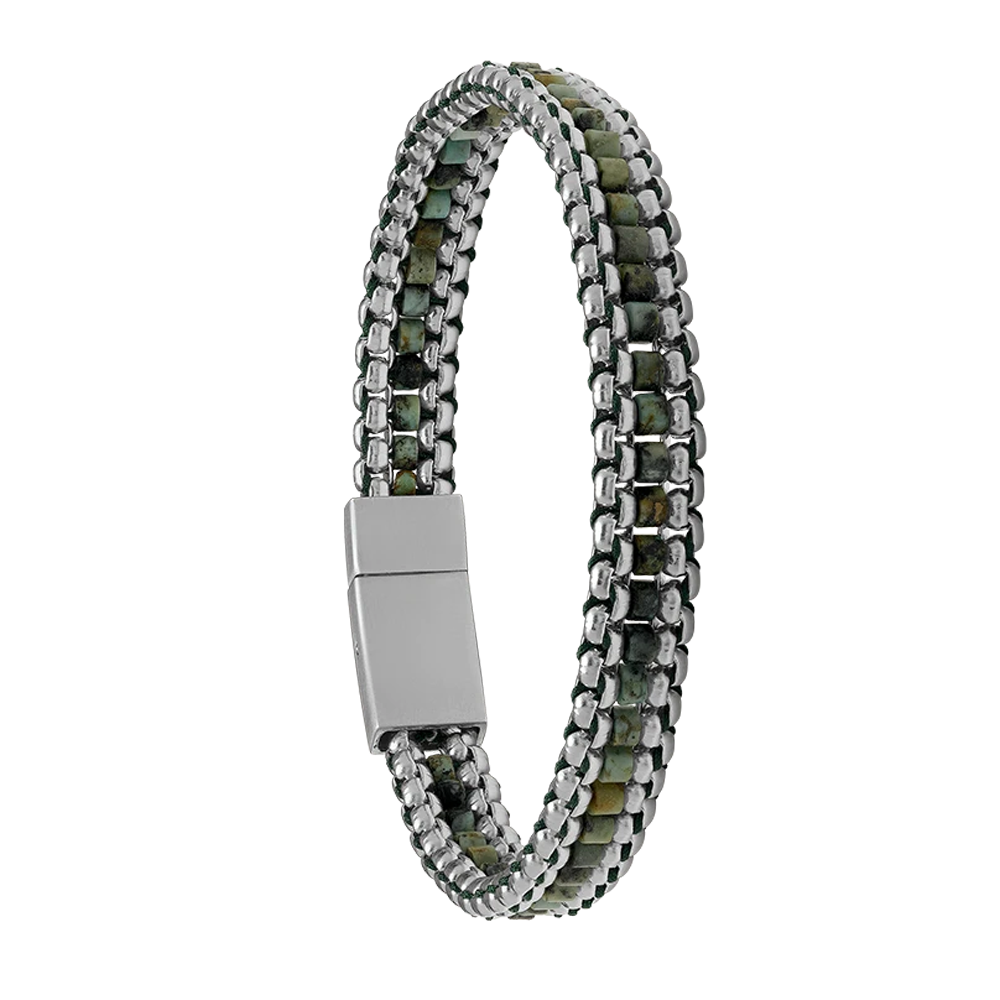 Bracelet Homme Jourdan bijou, Loé, acier et Jaspe africain JH370002B