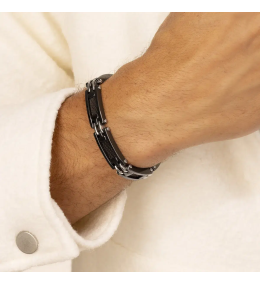 Bracelet Homme Jourdan Zéphir - Acier PVD Noir LI 990 H