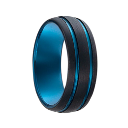 Bague Jourdan bijoux VESTA, tungstène noir et bleu OU 007 H