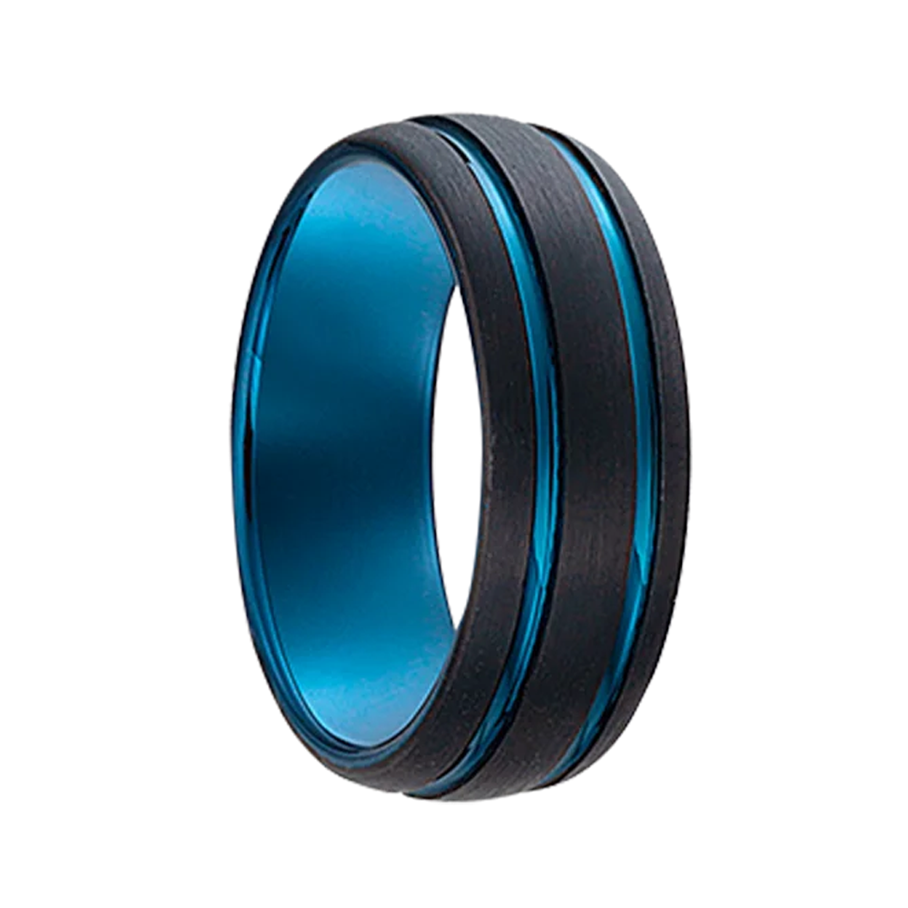 Bague Jourdan bijoux VESTA, tungstène noir et bleu OU 007 H