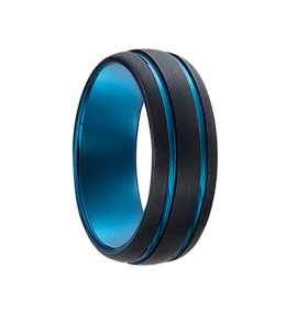 Bague Jourdan bijoux VESTA, tungstène noir et bleu OU 007 H
