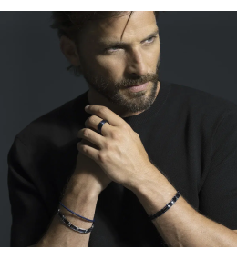 Bague Homme Jourdan Vesta - Tungstène Noir et Bleu OU 007 H