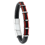 Bracelet Homme Jourdan bijou, KESSEL, acier et cuir noir et rouge RC 011 H