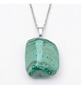 Collier Pendentif Malachite Naturelle 20-30 mm & Chaîne Acier