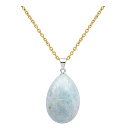 Collier Pendentif Aigue-Marine Naturelle 20-30mm & Chaîne 45cm