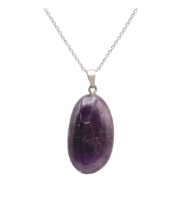 Collier Pendentif Améthyste du Brésil 20-30mm & Chaîne 45cm
