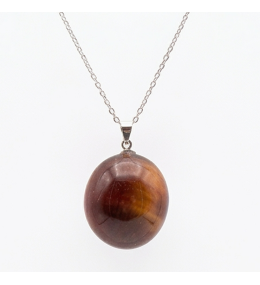 Collier Pendentif Œil de Tigre Naturel 20-30mm & Chaîne 45cm