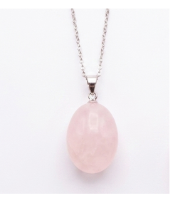 Collier Pendentif Quartz Rose Naturel 20-30mm & Chaîne 45cm