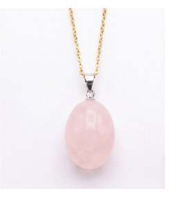 Collier Pendentif Quartz Rose Doré 20-30mm - Chaîne 45cm