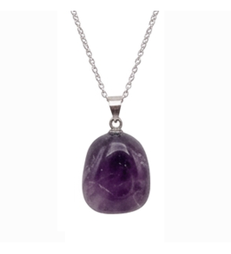 Collier Pendentif Améthyste Rubanée AA 20-30mm & Chaîne 45cm