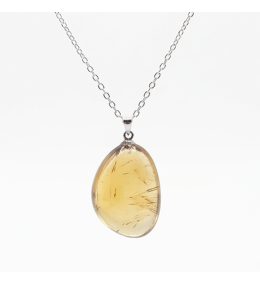 Collier Pendentif Citrine de Madagascar AA 20-30mm & Chaîne 45cm